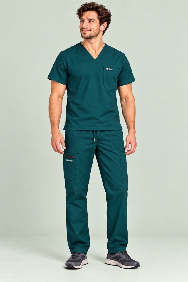 Men's Oxus Scrub Top in Deep Teal