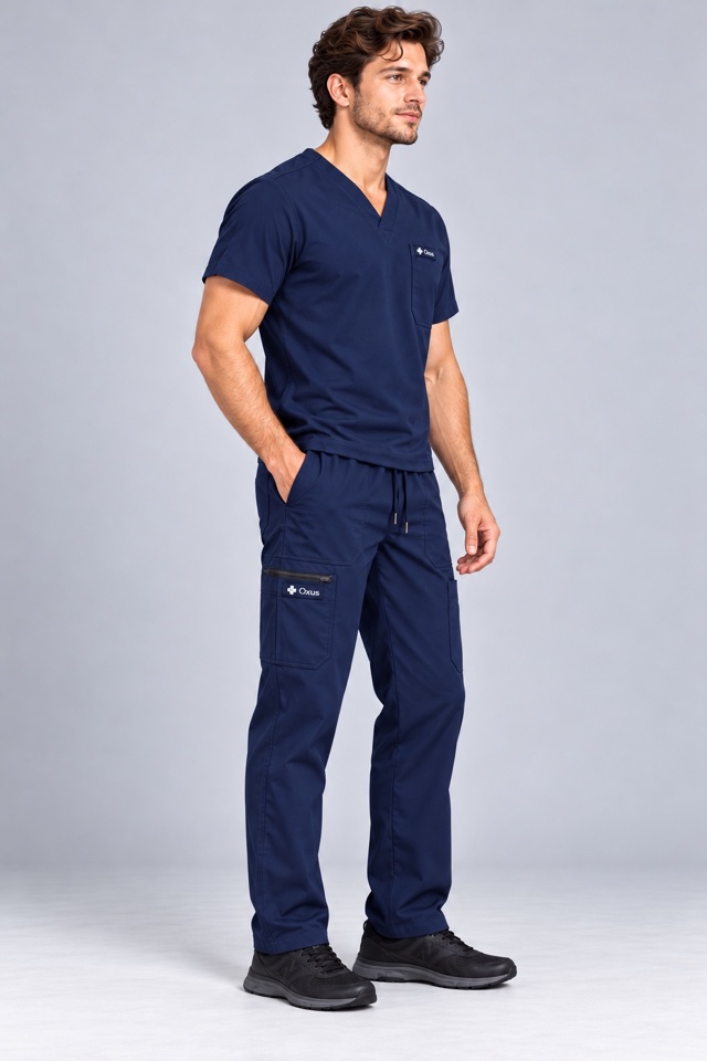 Men's Oxus Cargo Scrub Pant in Navy