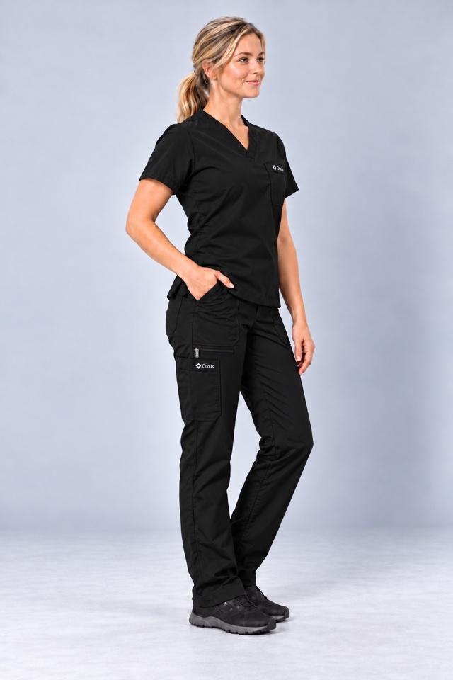 Women's Oxus Cargo Scrub Pant in Black
