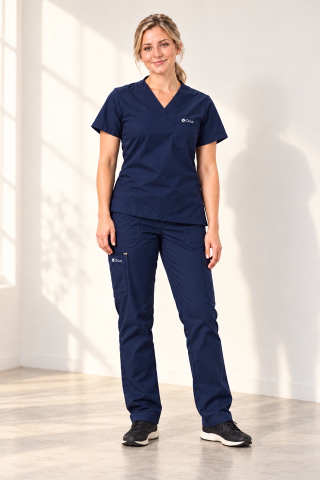 Women's Oxus Scrub Top in Navy